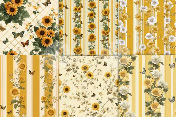 Cottagecore Sunflower Digital Paper