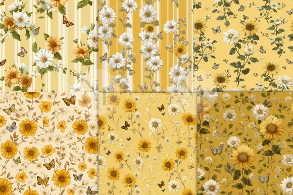 Cottagecore Sunflower Digital Paper