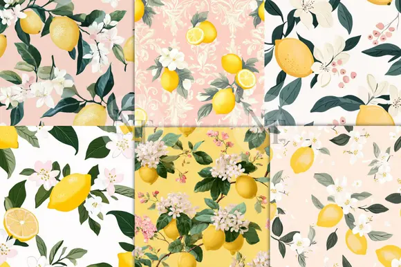 Pink Lemon Shabby Chic Digital Paper