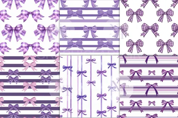 Purple Bow Coqutte Digital Paper