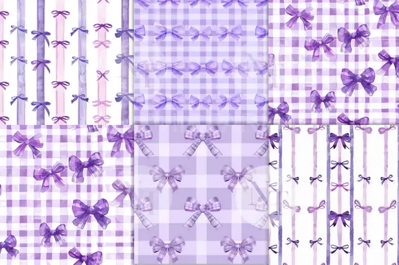 Purple Bow Coqutte Digital Paper