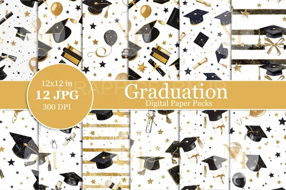 Graduation Digital Paper Pattern