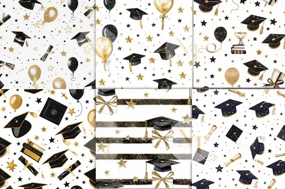 Graduation Digital Paper Pattern