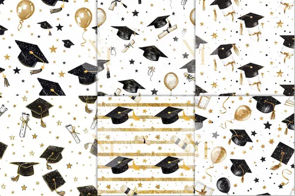 Graduation Digital Paper Pattern