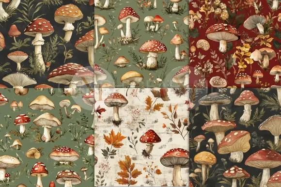 Vintage Mushroom Digital Paper