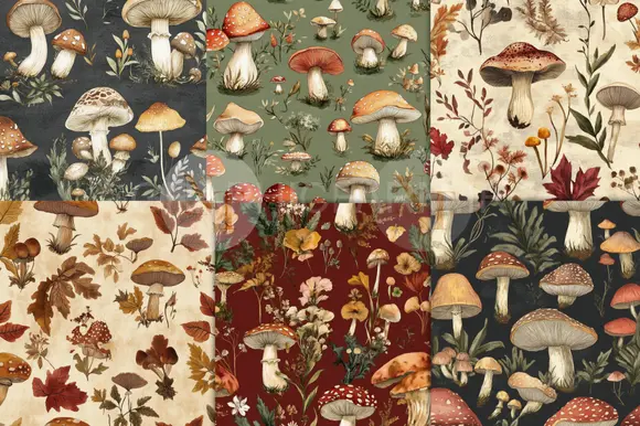 Vintage Mushroom Digital Paper